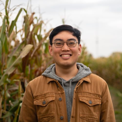 Dowon Kim enjoying Michigan's farmlands.